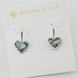 Kendra Scott Silver Heart-Shaped Abalone Shell Earring